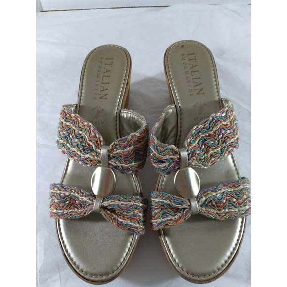 Italian Shoemaker Sandals Cork Wedge  Sz 9.5 - Picture 5 of 10